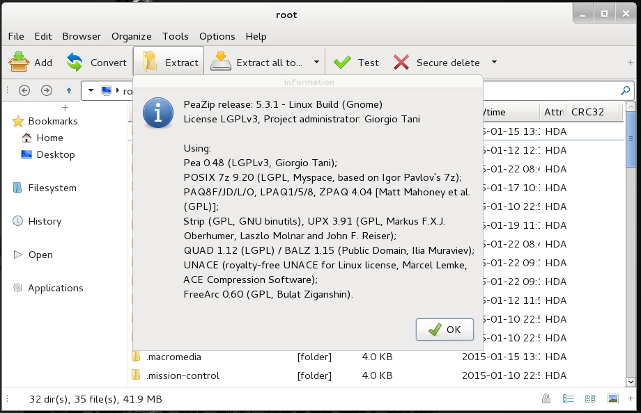 Peazip Program Archive di Linux